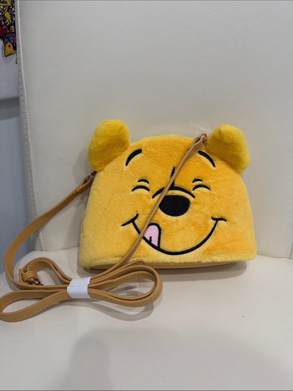 Disney Winnie the Pooh Gold/Black Faux Fur Crossbody Bag